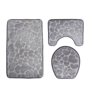Tapis wc trois pièces flanelle gris motif