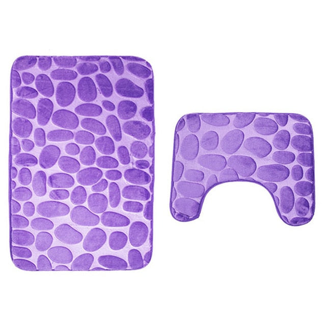 Tapis wc deux pièces flanelle violet galet