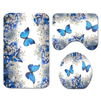 Tapis wc original trois pièces papillon bleu sombre