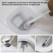 Petite brosse WC grise en Silicone avec support