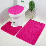 Tapis wc trois pièces flanelle rose