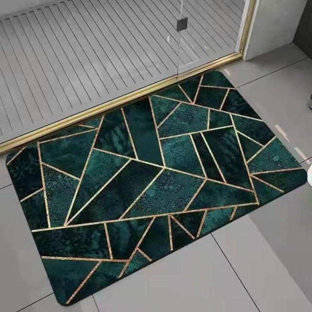 Tapis WC original puzzle géométrique vert